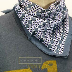 Vintage Scarf Square in Polka Dot and Stripes